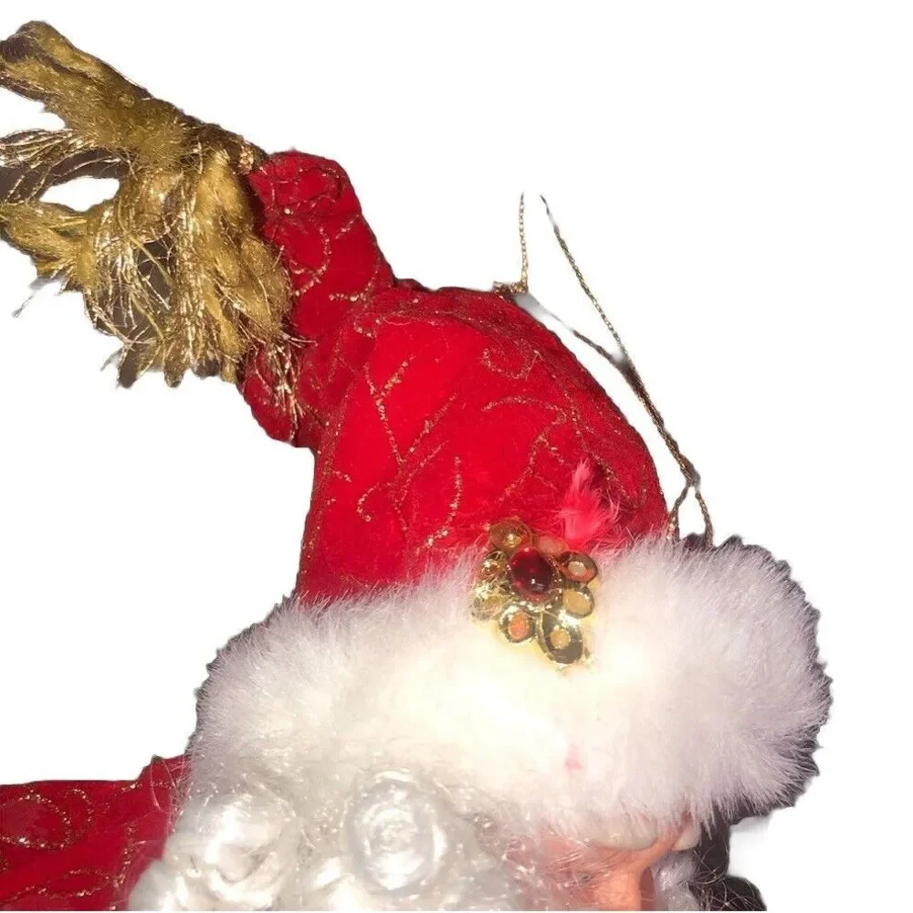 Santa Head Christmas Ornaments‎ EUC Handcrafted Set Of 2 Dillard's 1999 Vintage